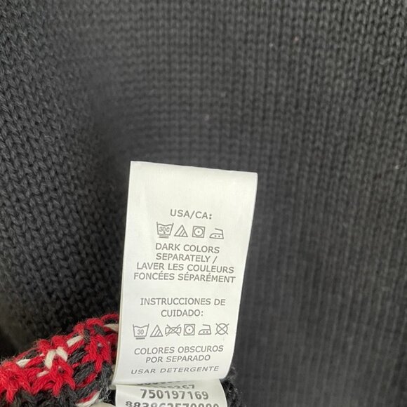 Chaps Men's Black Deer Snowflake Nordic Fair Isle 3 Button Sweater - Picture 5 of 5